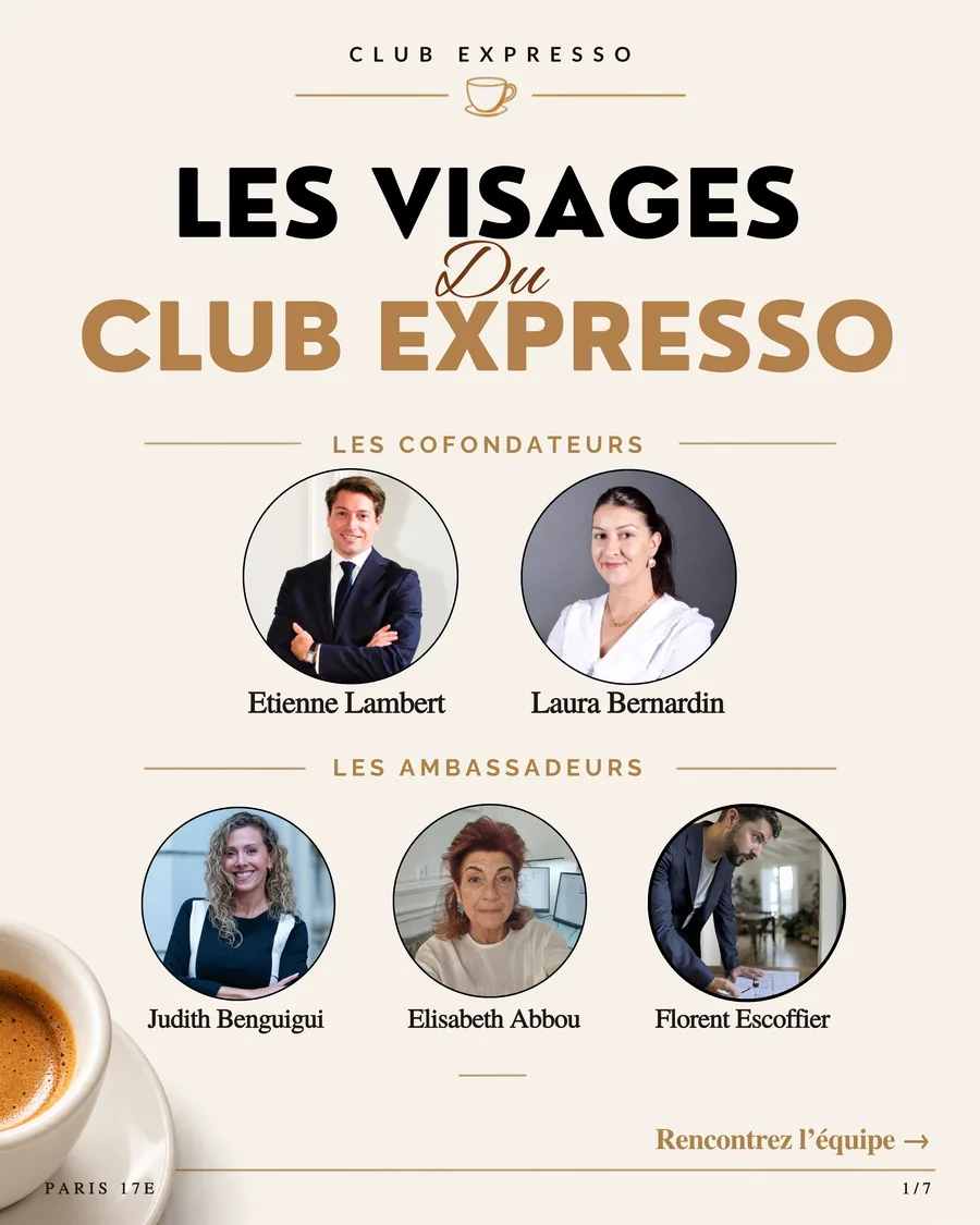 Visuel « Les visages du Club Expresso » présentant l'équipe du Club (publication LinkedIn, nouvel onglet)